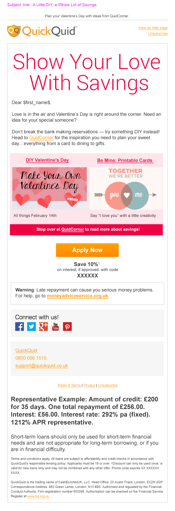 Copywriting: QuickQuid Content&nbsp;Email